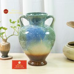 Lọ Hoa Tai Cúp Men Chảy Họa Tiết Búp Sen