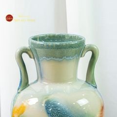 Lọ Hoa Tai Cúp Men Chảy Họa Tiết Búp Sen