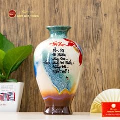 Lọ Đùi Dế Men Chảy Vẽ Thư Pháp