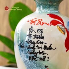 Lọ Đùi Dế Men Chảy Vẽ Thư Pháp