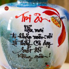 Lọ Vò Vai Ngang Men Chảy Vẽ Thư Pháp