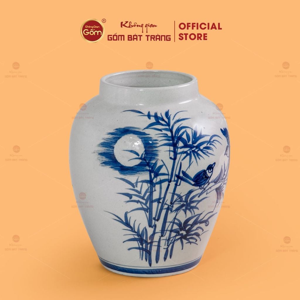 Lọ Hoa Vẽ Chim Trúc