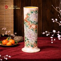 Lọ Hoa Vuốt Dáng Ống Vẽ Hoa