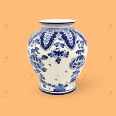 Lọ hoa xoài cao men lam vẽ dây xanh