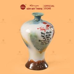 Lọ Tuyết Mai Men Chảy Vẽ Thư Pháp