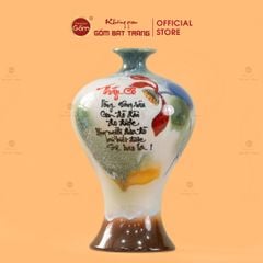 Lọ Tuyết Mai Men Chảy Vẽ Thư Pháp