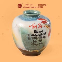 Lọ Vò Vai Ngang Men Chảy Vẽ Thư Pháp