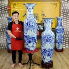 Lộc Bình 1M2 Men Lam Phúc Đức