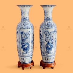 Lộc Bình 1M2 Men Lam Tứ Cảnh Phúc Đức