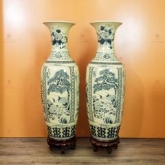 Lộc Bình 1M2 Men Rạn Tứ Cảnh Hanh Vàng Vẽ Kỹ