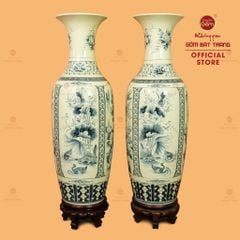 Lộc Bình 1M2 Men Rạn Tứ Cảnh Hanh Vàng Vẽ Kỹ