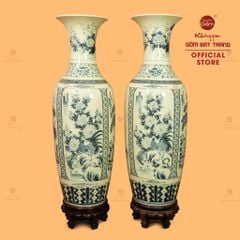 Lộc Bình 1M2 Men Rạn Tứ Cảnh Hanh Vàng Vẽ Kỹ