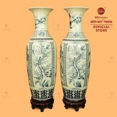 Lộc Bình 1M2 Men Rạn Tứ Cảnh Hanh Vàng Vẽ Kỹ