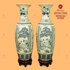 Lộc Bình 1M2 Men Rạn Tứ Cảnh Hanh Vàng Vẽ Kỹ