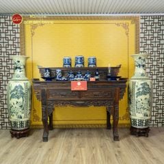 Lộc Bình 1M2 Men Rạn Tứ Cảnh Hanh Vàng Vẽ Kỹ