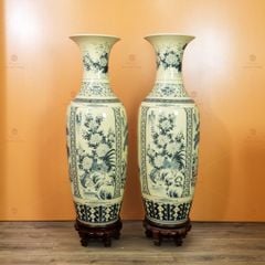 Lộc Bình 1M2 Men Rạn Tứ Cảnh Hanh Vàng Vẽ Kỹ