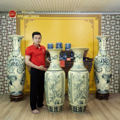 Lộc Bình 1M2 Men Rạn Tứ Cảnh Hanh Vàng Vẽ Kỹ