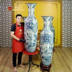 Lộc Bình 1M4 Men Rạn Vẽ Kỹ Phúc Đức