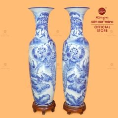 Lộc Bình 1M4 Men Lam Bách Điểu Trầu Hoàng