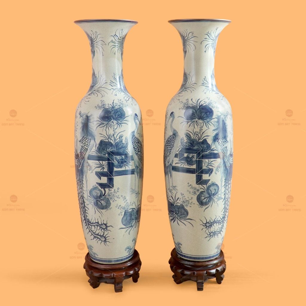 Lộc Bình 1M4 Men Rạn Vẽ Kỹ Phúc Đức