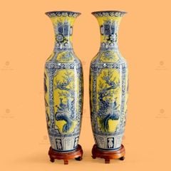 Lộc Bình 1M4 Men Vàng Vẽ Tứ Cảnh