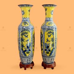 Lộc Bình 1M4 Men Vàng Vẽ Tứ Cảnh