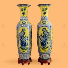 Lộc Bình 1M4 Men Vàng Vẽ Tứ Cảnh