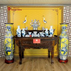 Lộc Bình 1M4 Men Vàng Vẽ Tứ Cảnh