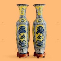 Lộc Bình 1M4 Men Vàng Vẽ Tứ Cảnh