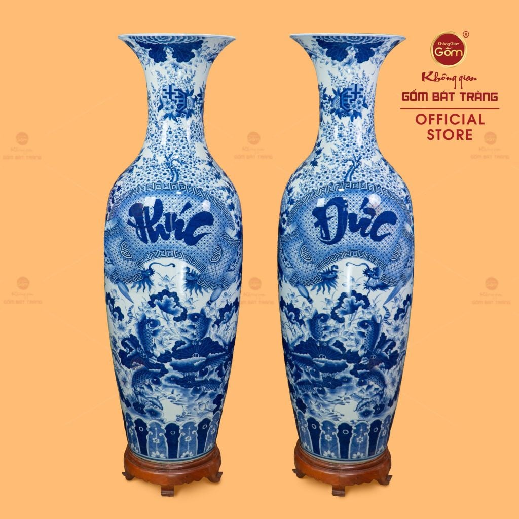 Lộc Bình Men Lam Phúc Đức