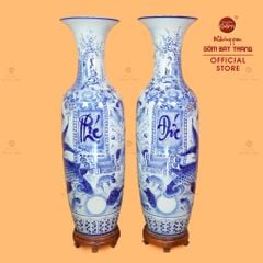 Lộc Bình 1M6 Men Lam Phúc Đức Công Ngư Hội Tụ