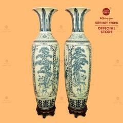 Lộc Bình 1M6 Men Rạn Tứ Cảnh Hanh Vàng Vẽ Kỹ