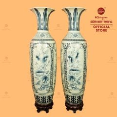 Lộc Bình 1M6 Men Rạn Tứ Cảnh Hanh Vàng Vẽ Kỹ