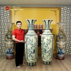 Lộc Bình 1M6 Men Rạn Tứ Cảnh Hanh Vàng Vẽ Kỹ