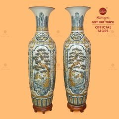 Lộc Bình 1M6 Men Rạn Tứ Quý Đắp Nổi