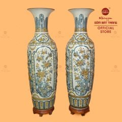 Lộc Bình 1M6 Men Rạn Tứ Quý Đắp Nổi