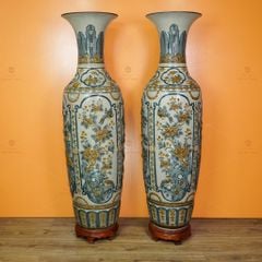 Lộc Bình 1M6 Men Rạn Tứ Quý Đắp Nổi