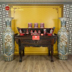 Lộc Bình 1M6 Men Rạn Tứ Quý Đắp Nổi