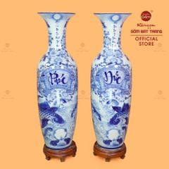 Lộc Bình Men Lam Phúc Đức Vượng Tài Song Ngư