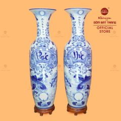 Lộc Bình Men Lam Phúc Đức Vượng Tài Song Ngư