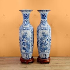 Lộc Bình 1M2 Men Lam Tứ Cảnh Phúc Đức