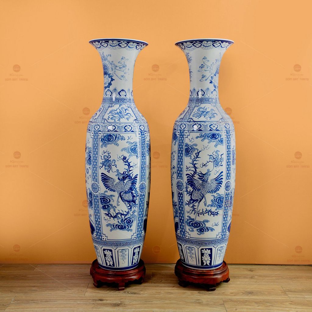 Lộc Bình 1M4 Men Lam Tứ Linh