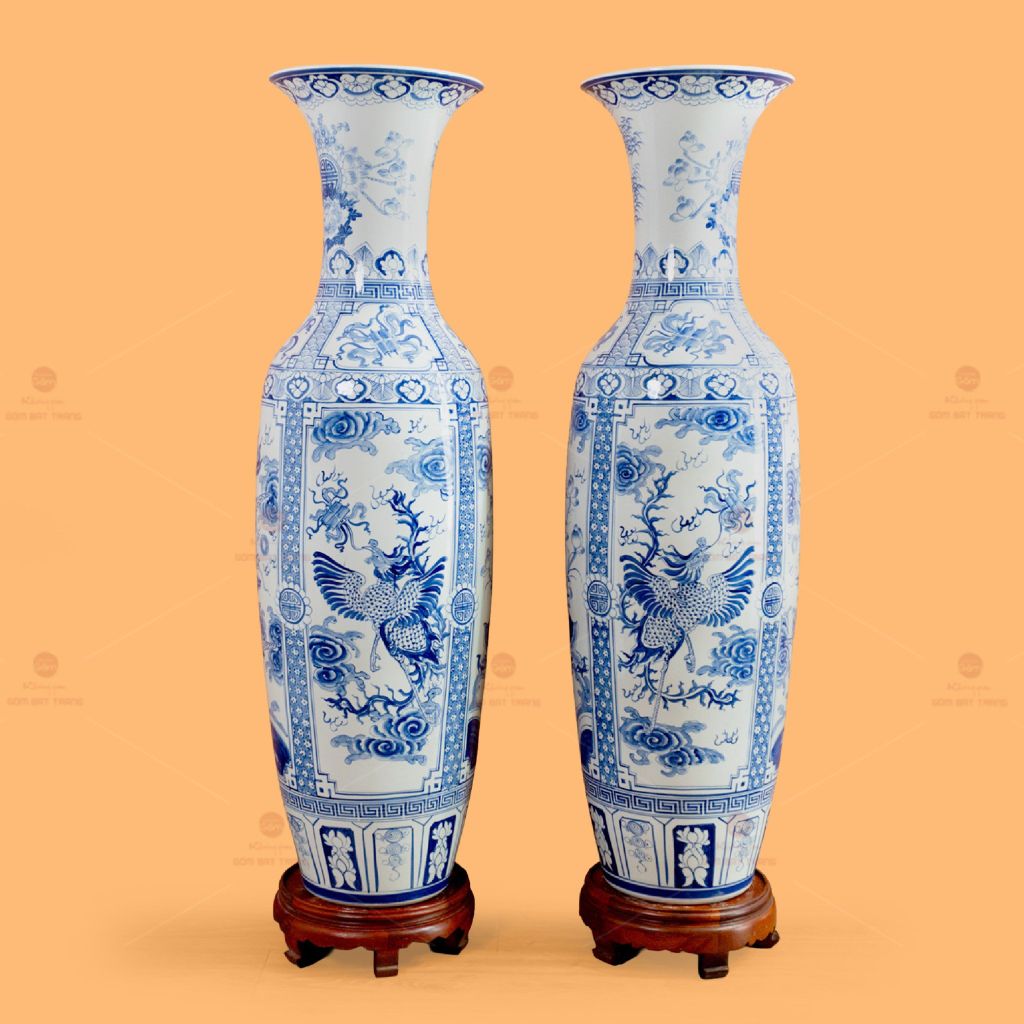 Lộc Bình 1M4 Men Lam Tứ Linh