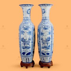 Lộc Bình 1M4 Men Lam Tứ Linh