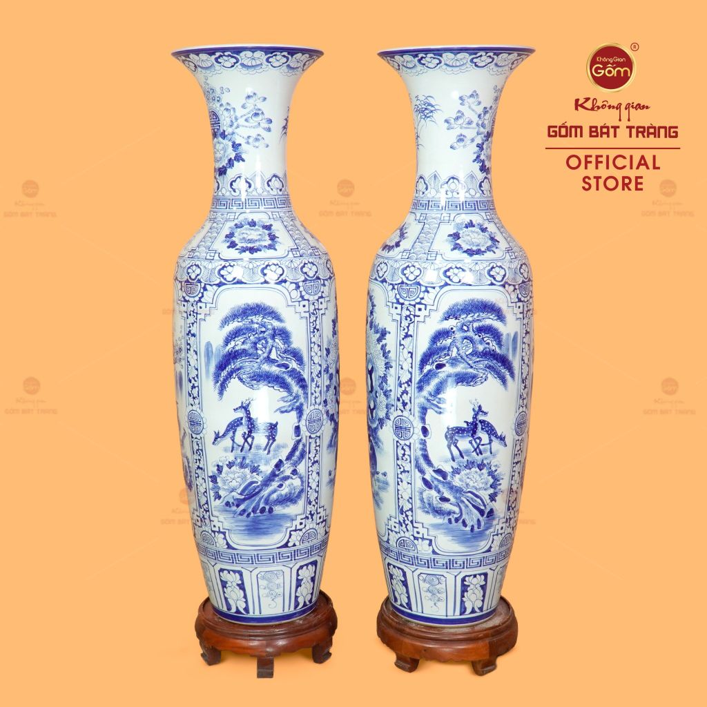 Lộc Bình Men Lam Tứ Quý