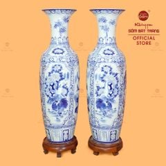 Lộc Bình Men Lam Tứ Quý