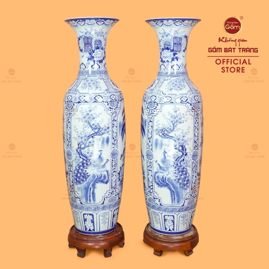 Lộc Bình Men Lam Tứ Quý