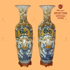 Lộc Bình Men Rạn Phúc Đức Hoa Sen Đắp Nổi