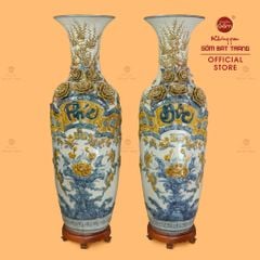 Lộc Bình Men Rạn Phúc Đức Hoa Sen Đắp Nổi