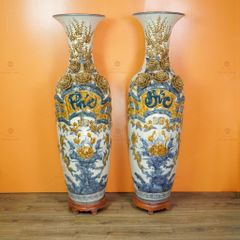 Lộc Bình Men Rạn Phúc Đức Hoa Sen Đắp Nổi